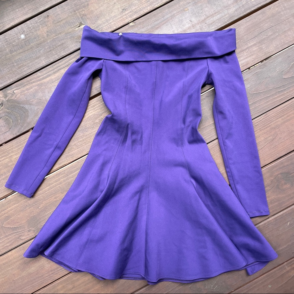 HALSTON HERITAGE - Purple Off-the-shoulder Dress